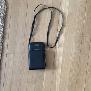Black Crossbody Bag with Gold Zippers